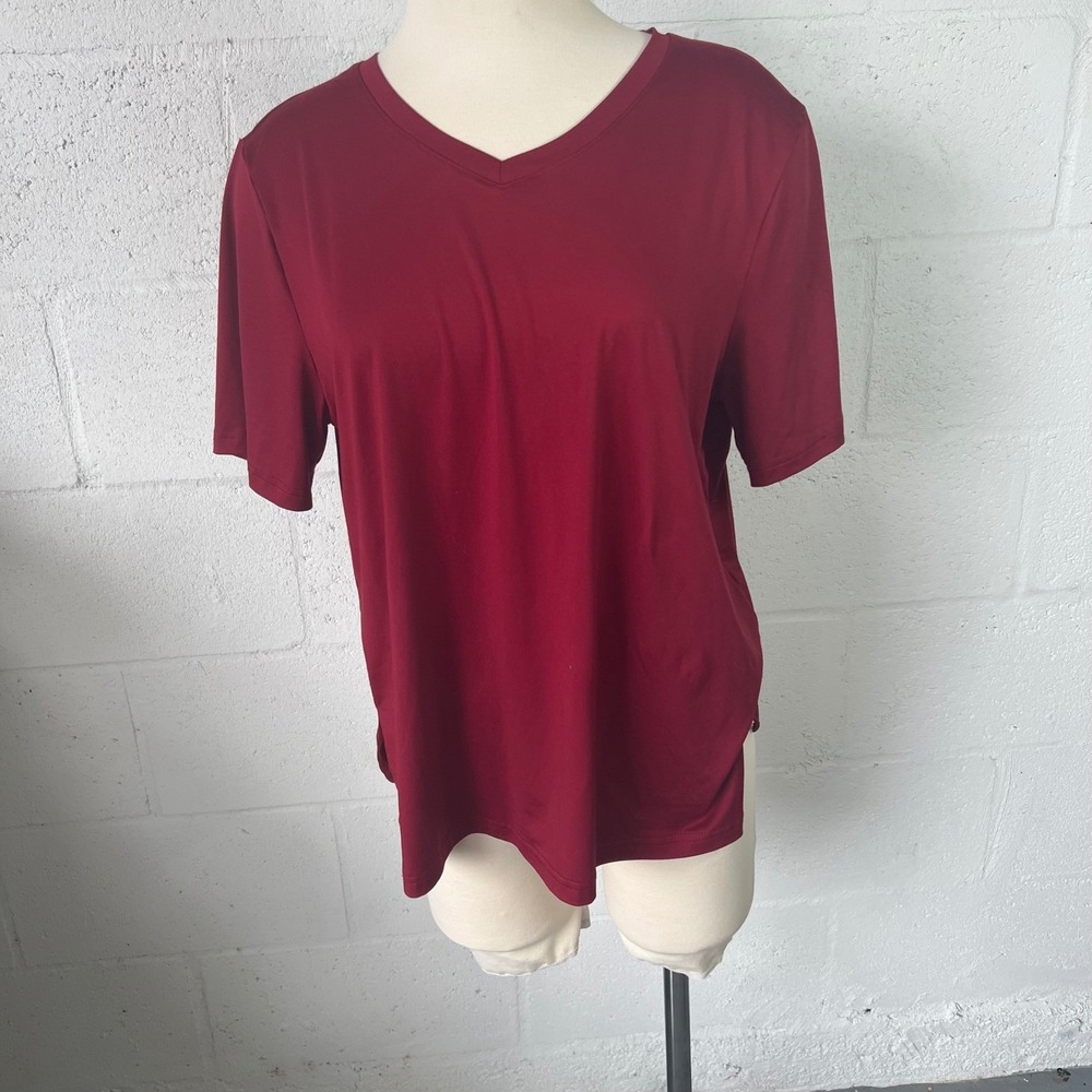 Unbranded Womens‎ V-Neck T-Shirt Short Sleeve Burgundy Red Size L